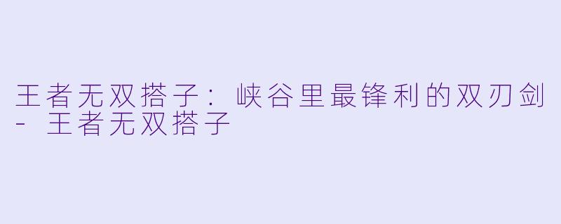 王者无双搭子:峡谷里最锋利的双刃剑-王者无双搭子