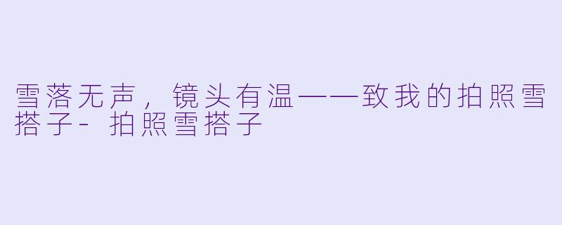 雪落无声,镜头有温——致我的拍照雪搭子-拍照雪搭子