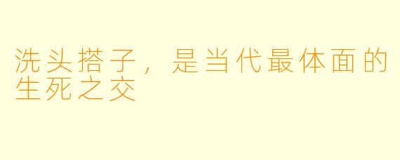 洗头搭子,是当代最体面的生死之交