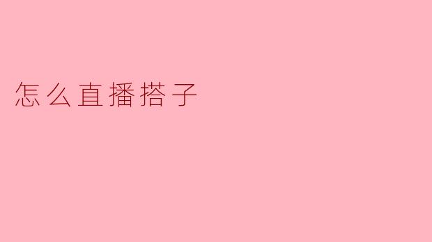 怎么直播搭子