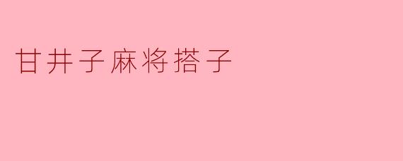 甘井子麻将搭子